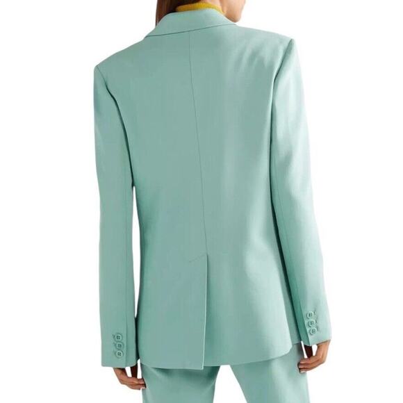 Tibi Steward Oversized Double Breasted Blazer Size 2 Seafoam Green Stretch Crepe - Picture 8 of 16